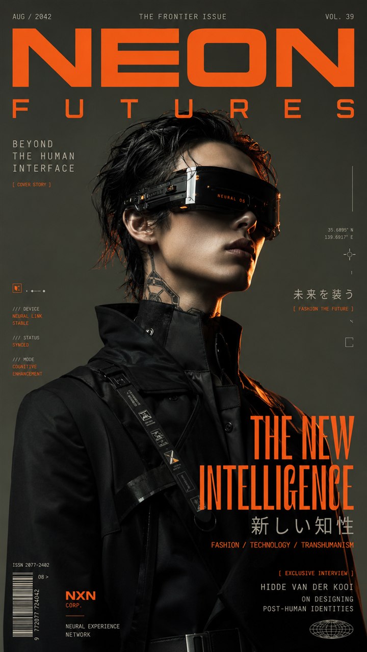 Neo Futures cyberpunk editorial poster
